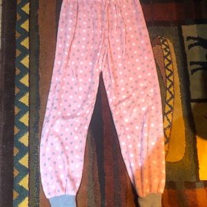 Pink grey and white polka dot pj pants